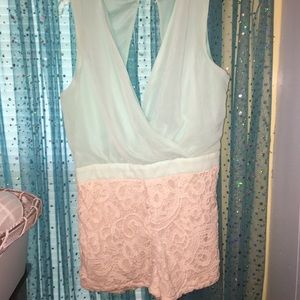 Romper with lace bottom and cut out back